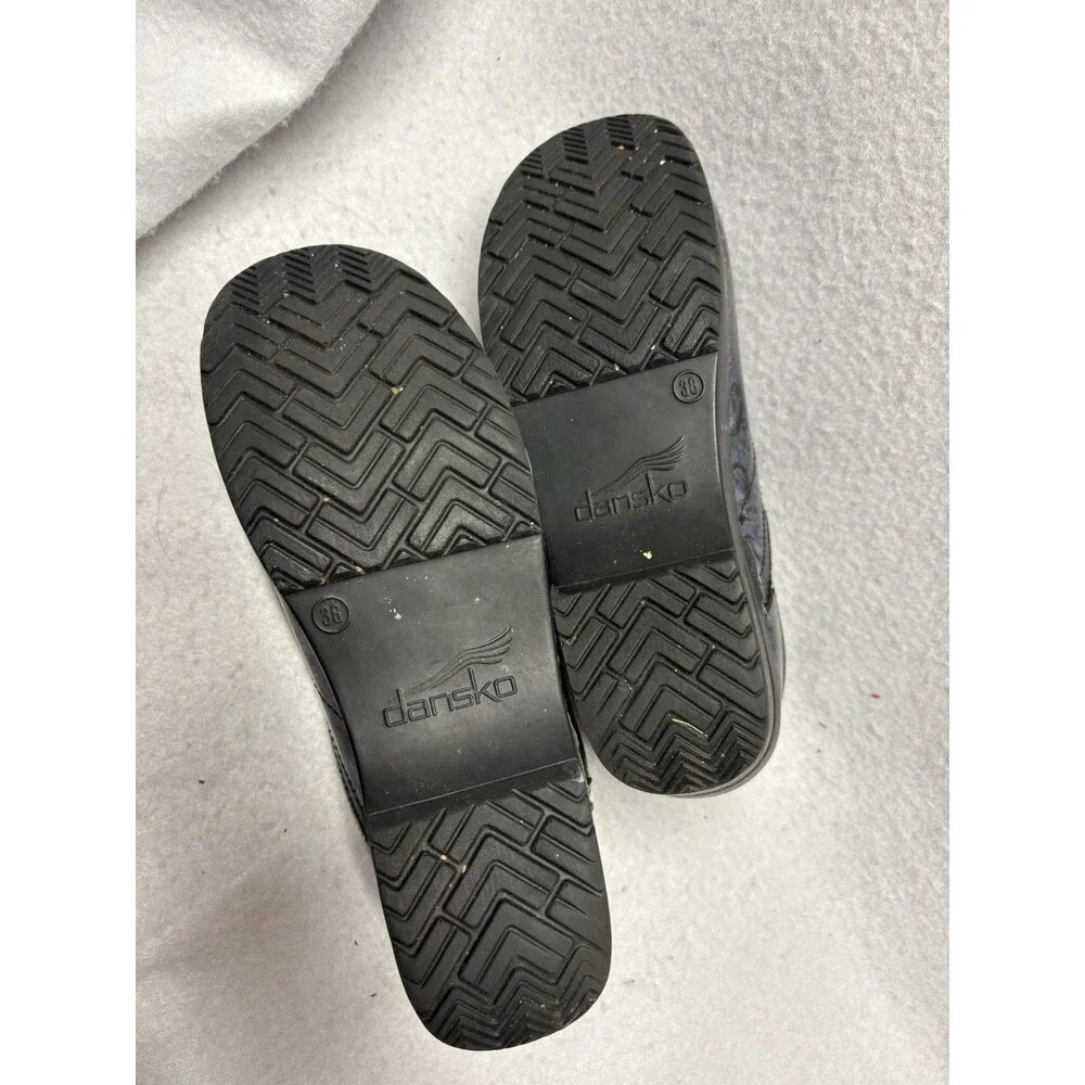 DANSKO Clog Black Gray Iridescent Patent Leather Slip-On Shoe Women's EU 38 US 8